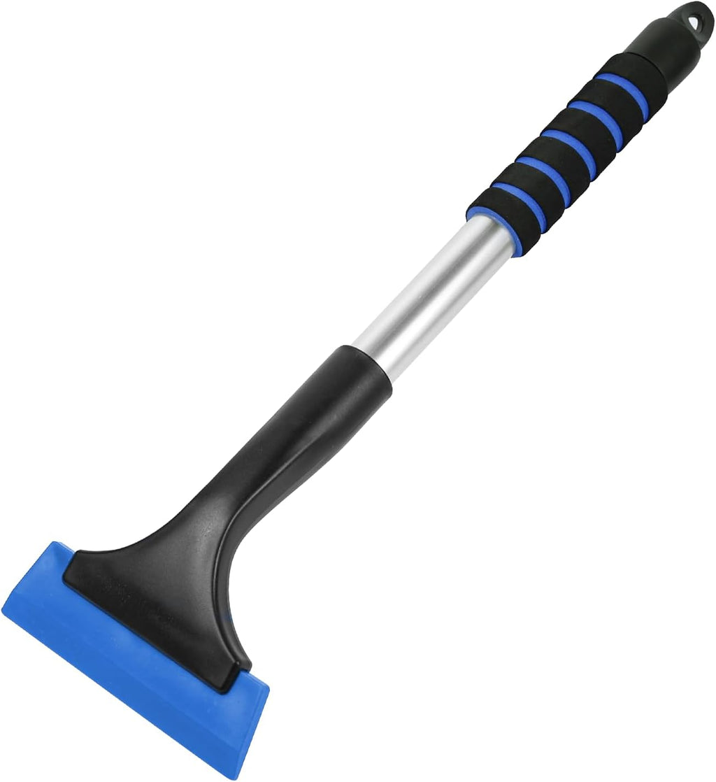 Hovom Ice Scraper for Car Windshield Window. Scratch Free Silicone Ice Snow Scraper for Cars Trucks. Frost Snow Removal Tool with Ergonomic Foam Grip & Aluminum Handle. Winter Car Accessories (Blue)