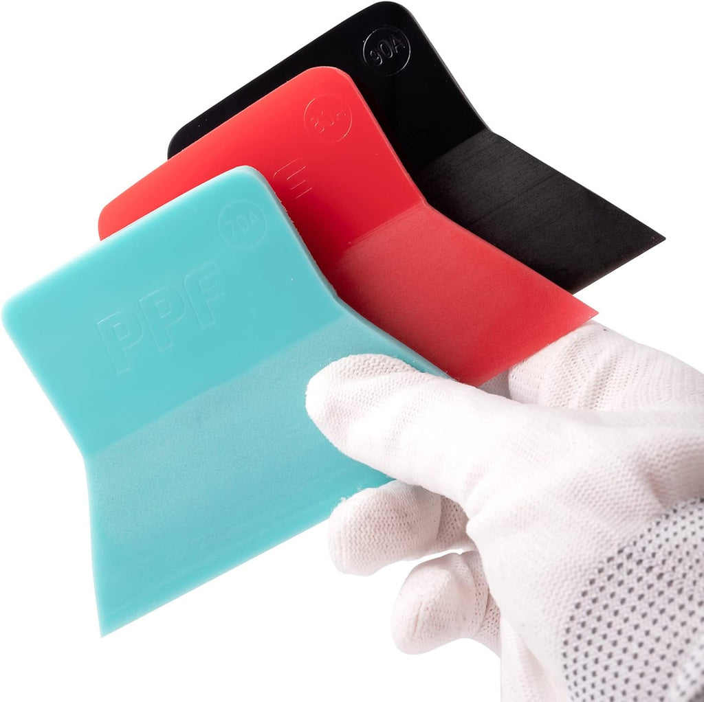FOSHIO PPF Squeegee Vinyl Wrap Tool. 3 In 1 Different Hardness Anti-Scratch Rubber Scraper Soft TPU Mini Squeegee Window Tint Tool for Paint Protection Film. Squeegee for Window Cleaning