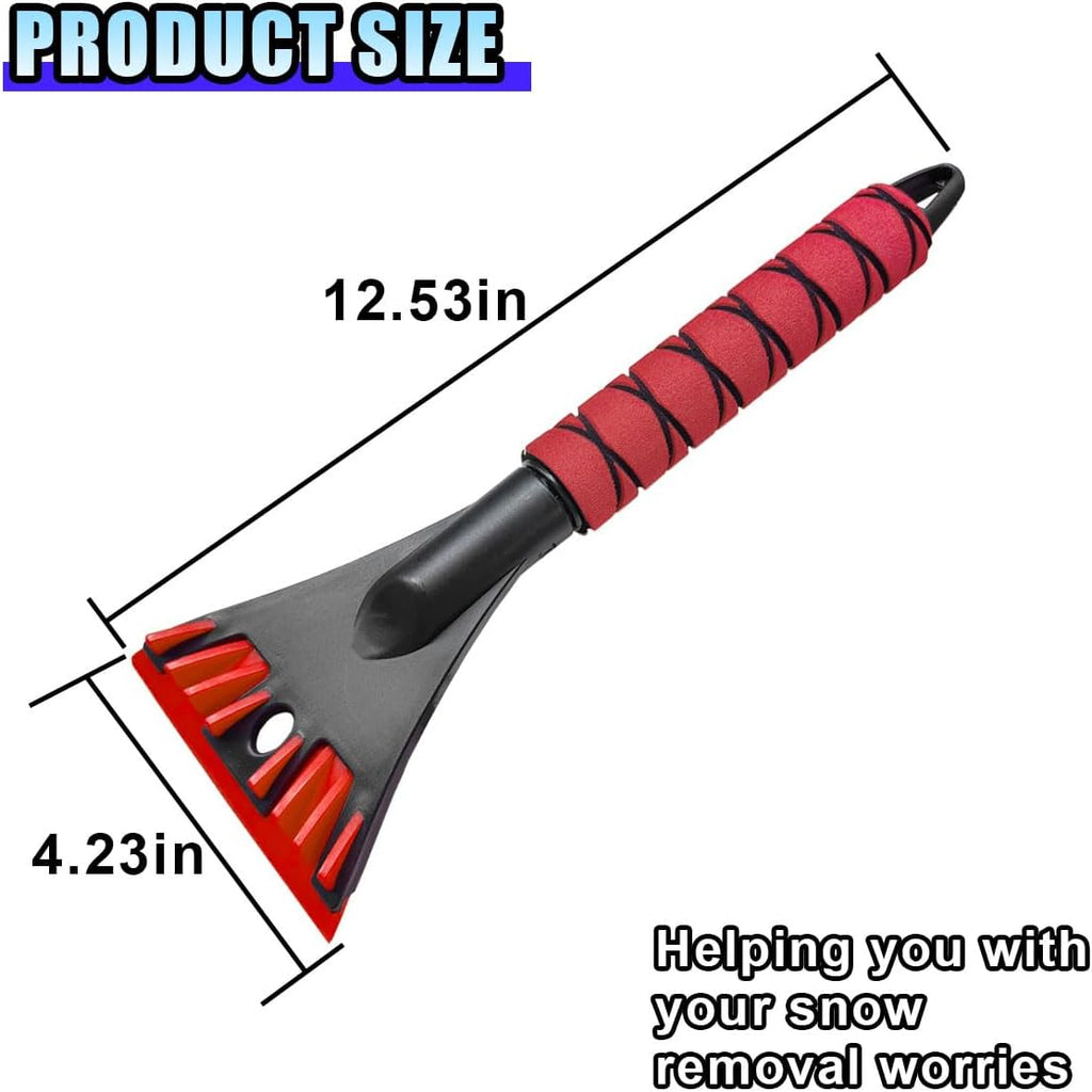 Ice Scraper for Car Windshield. No Scratch Car Window Frost Scraper with Foam Handle. Snow Removal Tool Accessories for Car. SUV. Truck (Red)