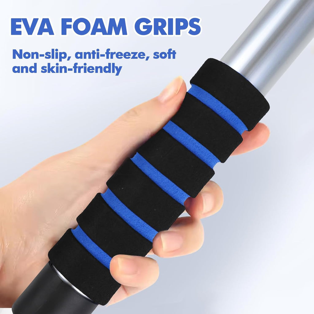 Hovom Ice Scraper for Car Windshield Window. Scratch Free Silicone Ice Snow Scraper for Cars Trucks. Frost Snow Removal Tool with Ergonomic Foam Grip & Aluminum Handle. Winter Car Accessories (Blue)