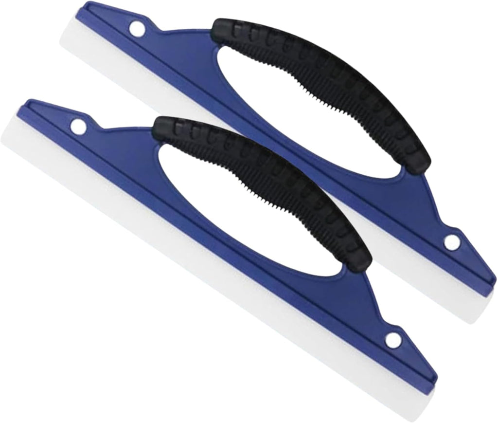 2-Pack Professional Silicone Squeegee. 12-Inch Flexible Water Blade for Streak-Free Car Wash & Glass Cleaning. Safe on Paint & Chrome. Blue