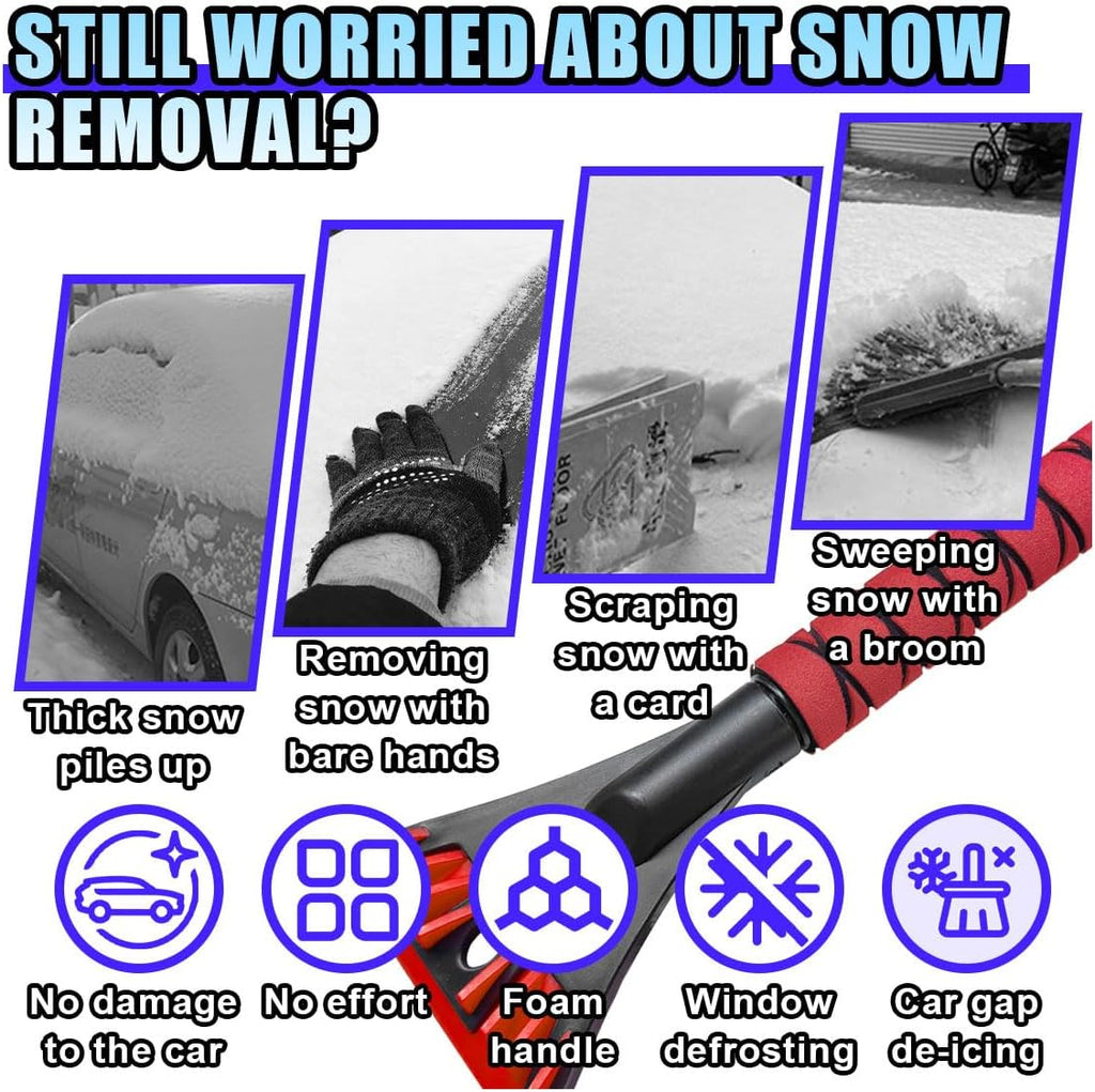 Ice Scraper for Car Windshield. No Scratch Car Window Frost Scraper with Foam Handle. Snow Removal Tool Accessories for Car. SUV. Truck (Red)