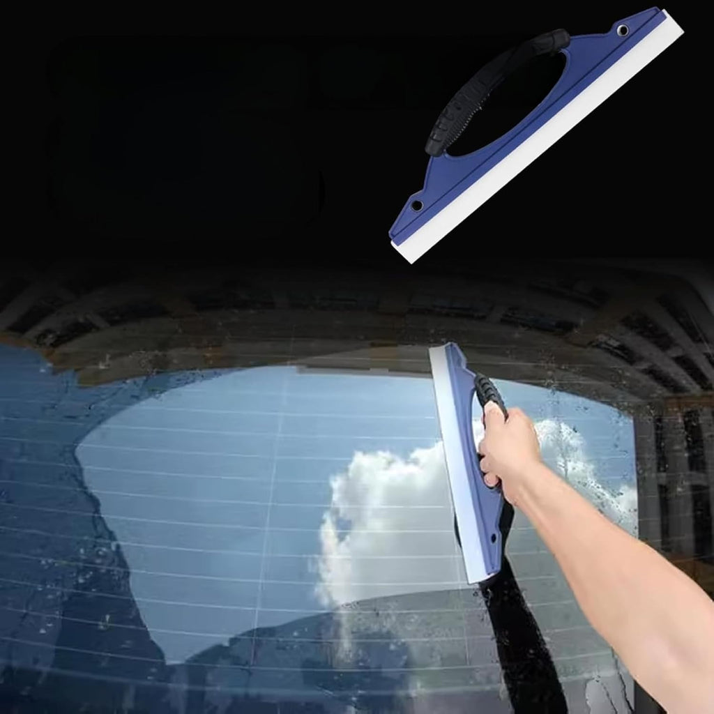 2-Pack Professional Silicone Squeegee. 12-Inch Flexible Water Blade for Streak-Free Car Wash & Glass Cleaning. Safe on Paint & Chrome. Blue